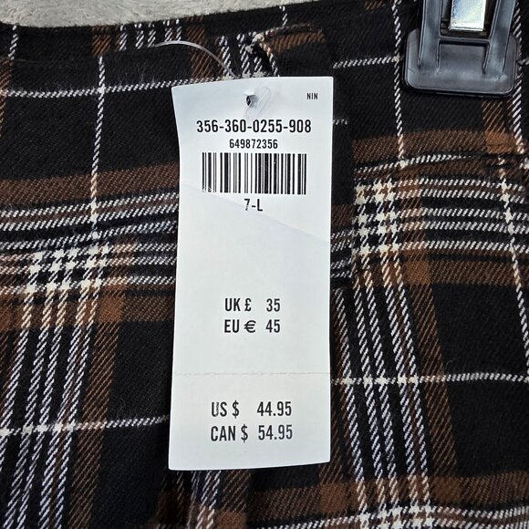 Hollister Pants Womens 7 Long Brown Black Plaid High-Rise Straight W28 Stretch - Picture 2 of 12